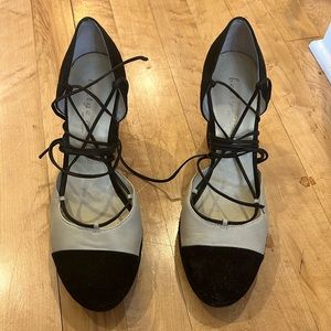 Black and nude chunky heels